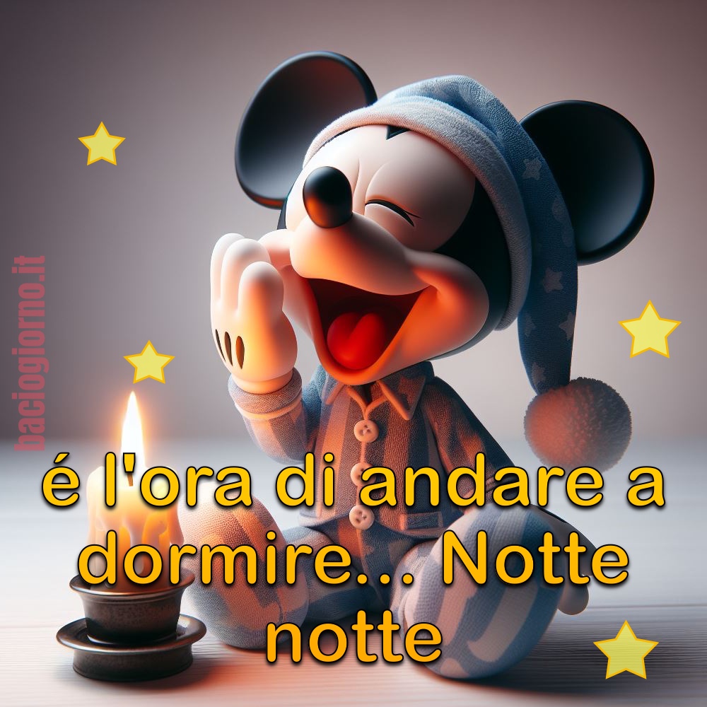 Topolino indossa già il pigiama ed augura a tutti la buonanotte!